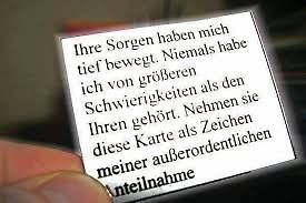 Textkarte mit Beileidsbekundung