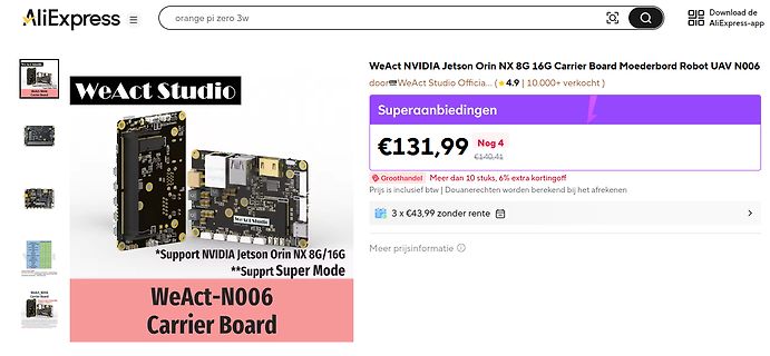 AliExpress Produktseite WeAct NVIDIA Jetson Orin NX Carrier Board
