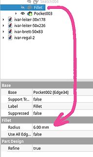 CAD-Software Baumstruktur und Eigenschaften eines Fillets