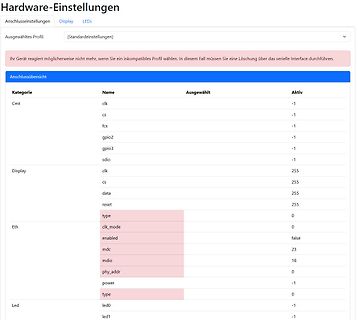 Hardware-Einstellungen Software-Menü