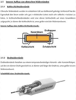 Aufbau von Kohleschicht- und Drahtwiderständen