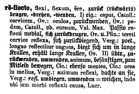 Lexikoneintrag für das lateinische Verb reflecto