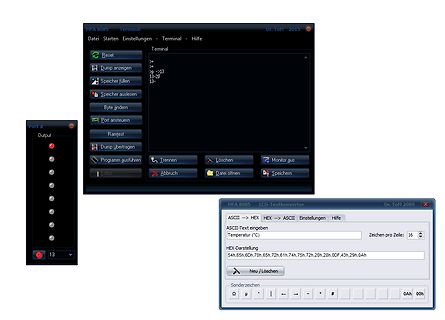 Software-Screenshots eines LCD-Textkonverters