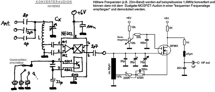 Handgezeichneter Schaltplan eines Audio-Konverters