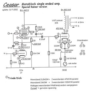 Schaltplan eines Monoblock Single Ended Verstärkers