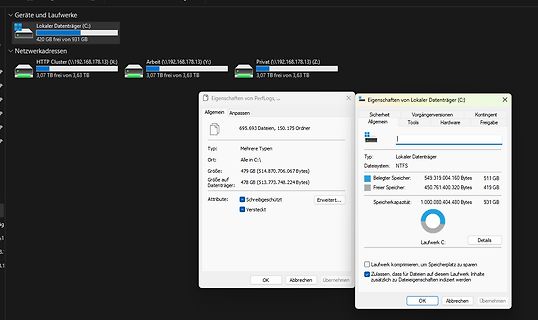 Windows Explorer Eigenschaften von Laufwerken