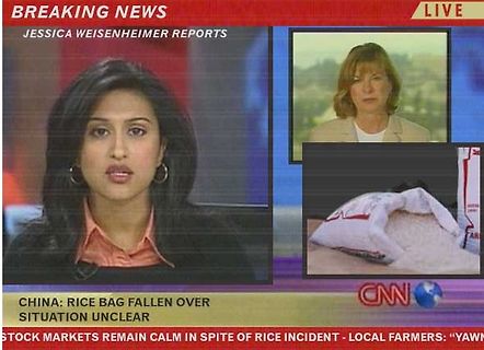 CNN Breaking News über umgefallenen Reissack in China