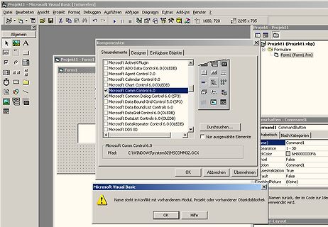 Screenshot der Microsoft Visual Basic Entwicklungsumgebung