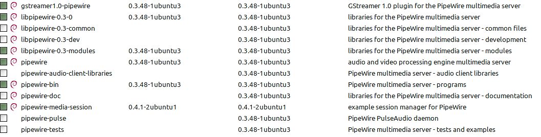 Liste von PipeWire Software-Paketen