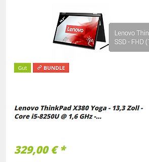 Angebot für Lenovo ThinkPad X380 Yoga Laptop