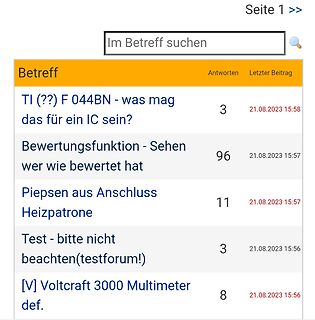 Übersicht einer Foren-Themenliste