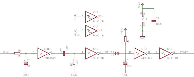 Schaltplan mit Inverter-IC 74HC14N