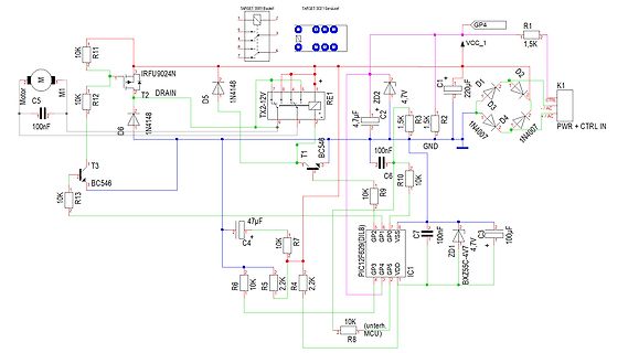 Schaltplan einer Motorsteuerung mit PIC12F629 Mikrocontroller