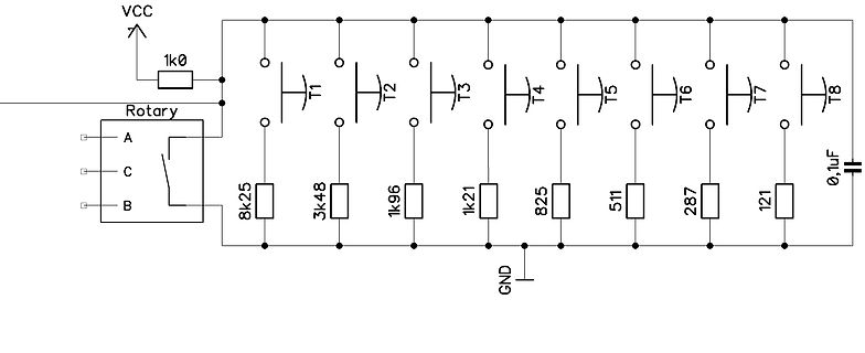Schaltplan eines R2R-Ladder-Digital-Analog-Wandlers