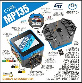 Technische Daten und Ansichten des M5STACK MP135 Core