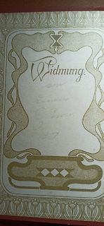 Seite eines alten Buches mit Widmung