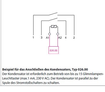 Schaltplan zur Kondensator-Anschlussung Typ 026.00