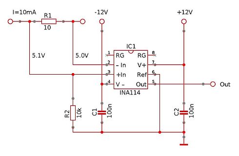 Schaltplan mit INA114 Instrumentenverstärker