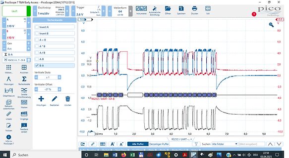 Oszilloskop-Screenshot von PicoScope Software