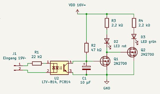 Schaltplan mit Optokoppler und MOSFETs