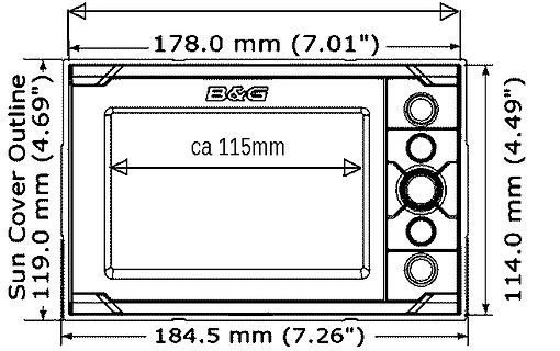 Technische Zeichnung mit Bemaßungen einer Gehäuseabdeckung