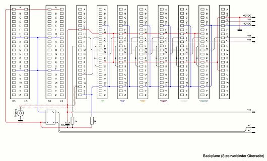 Schaltplan einer Backplane mit Steckverbinder