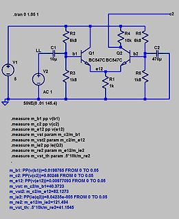 Schaltplan und Simulationsergebnisse einer Transistorschaltung