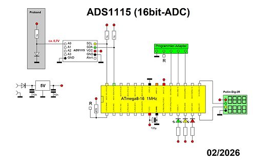 Schaltplan ADS1115 und ATmega8-16