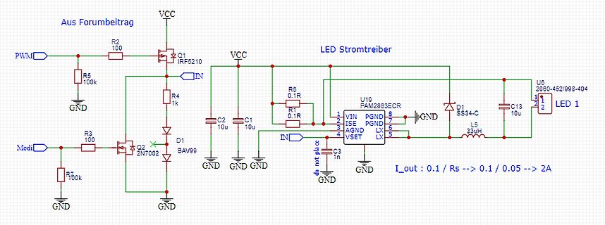 Schaltplan eines LED-Stromtreibers