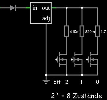Schaltplan eines 3-Bit Digital-to-Analog-Wandlers