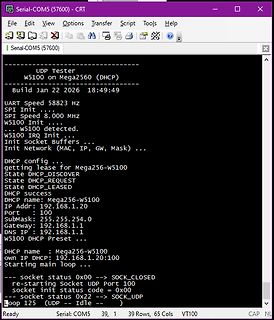 Serieller Monitor mit UDP Tester Log