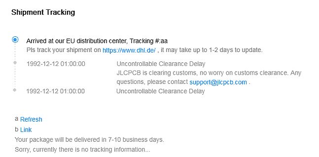 Sendungsverfolgung von JLCPCB