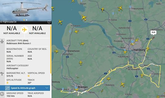 Flightradar24 Flugverfolgung eines Hubschraubers