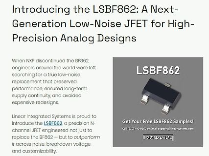 Werbebanner für den LSBF862 JFET