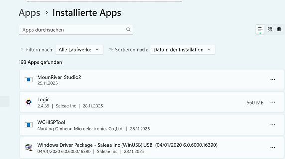 Liste installierter Apps in Windows