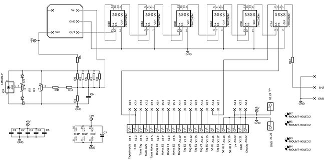 Schaltplan mit 74HC390 Zählern und LM336 Spannungsreferenz