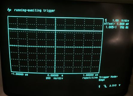 Abfotografierter Oszilloskop-Bildschirm
