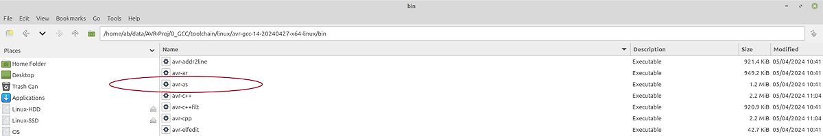 Dateimanager mit AVR-GCC Toolchain Dateien