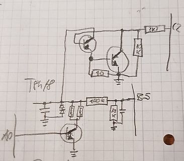 Handgezeichneter Schaltplan auf Karopapier