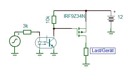 Schaltplan mit Optokoppler und MOSFET-Treiber