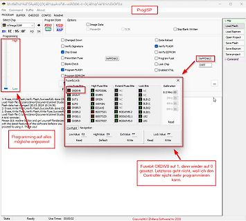 Screenshot der Software ProgISP zur AVR-Programmierung
