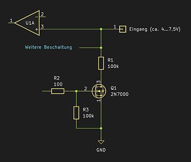Schaltplan mit Operationsverstärker und MOSFET