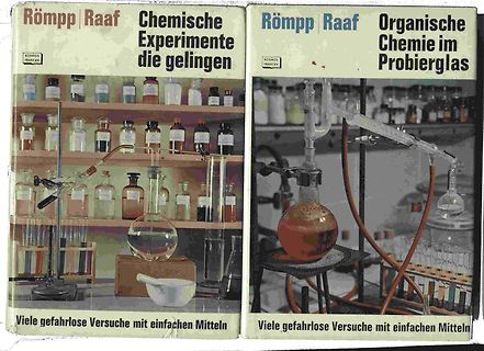 Zwei Buchcover über Chemieexperimente