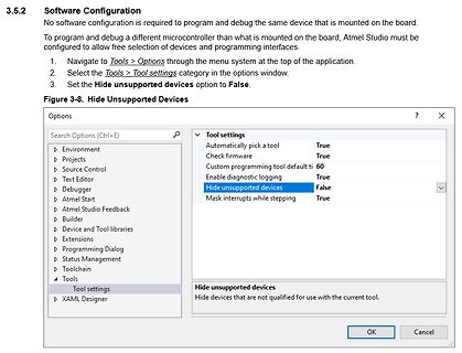 Anleitung und Screenshot der Atmel Studio Software-Konfiguration