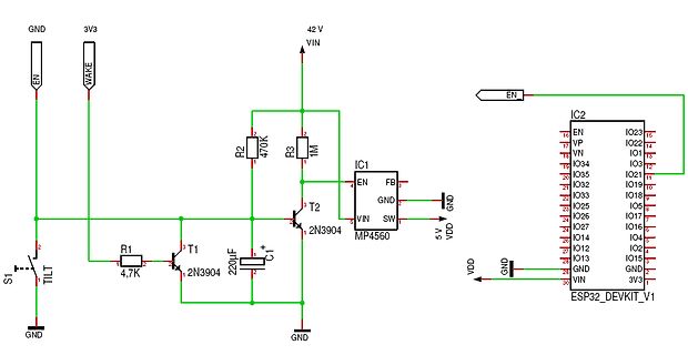 Schaltplan mit MP4560 und ESP32-DevKit