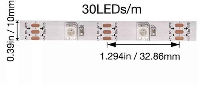 Maßzeichnung einer LED-Streifen-Sektion