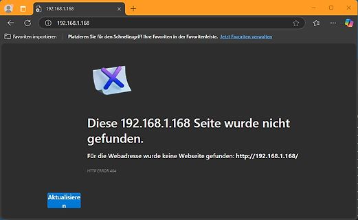 Browser Fehlermeldung 404 für IP-Adresse