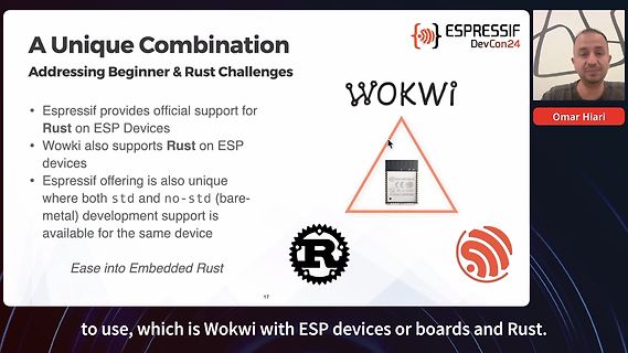 Präsentationsfolie zu Espressif, Rust und Wokwi