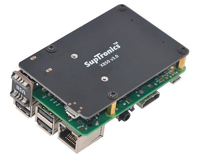 SupTronics X850 v3.0 Modul mit Gehäuse und Anschlüssen