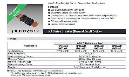 Datenblatt eines Bourns NX Series Breakers